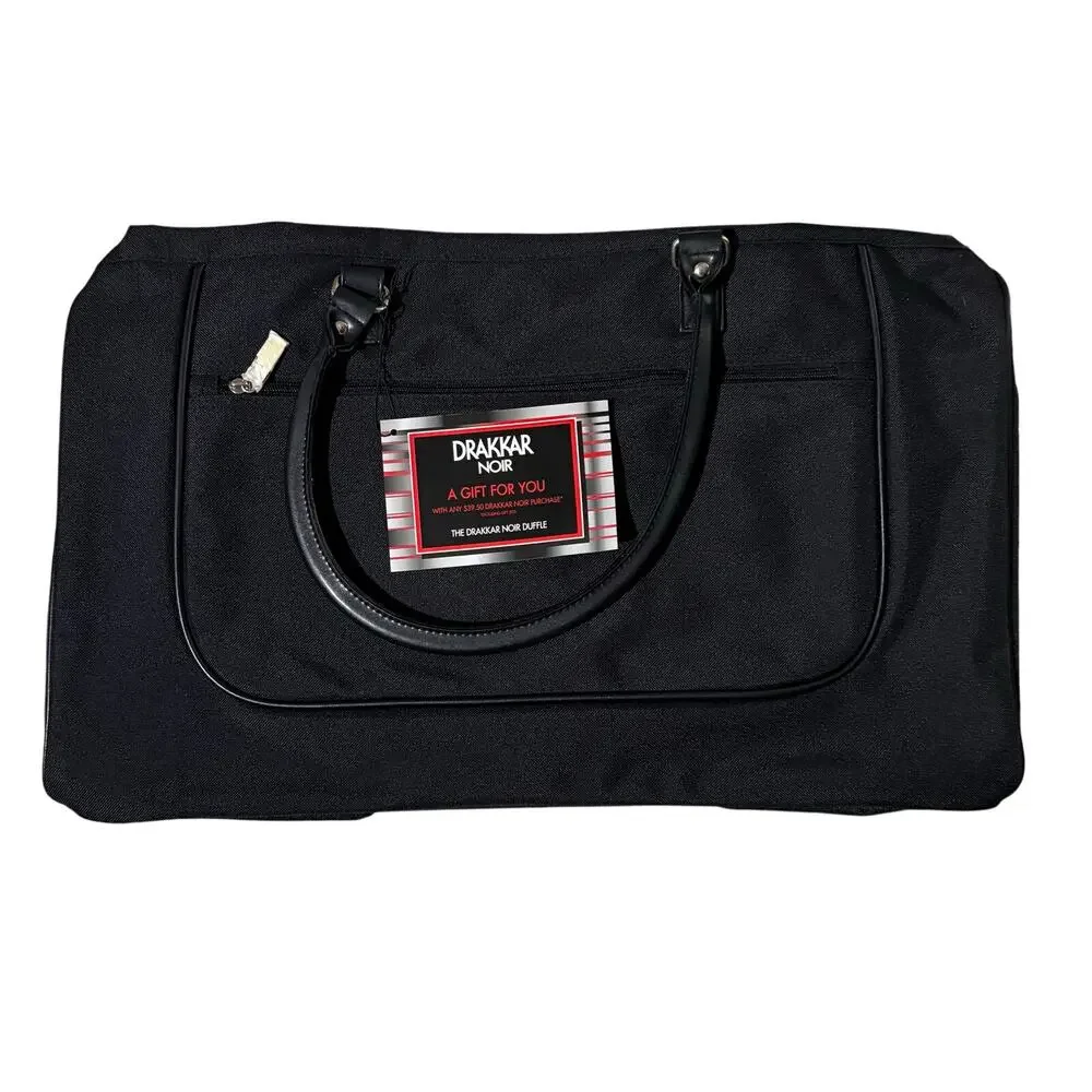 NWT Drakkar Noir Guy Laroche Fragrance Black Duffle Bag Overnight Weekender